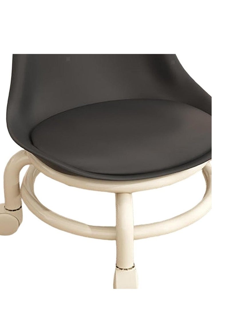 Beauenty Floor Low Stool With Wheel Strong Metal 360° Rotating With Back Rest  - Image 4