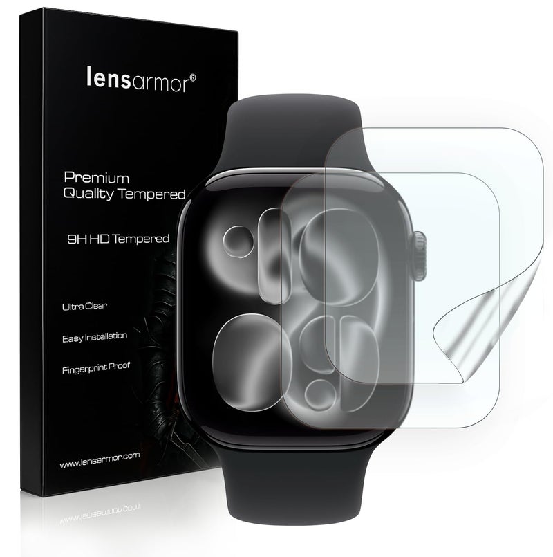 Lensarmor Compatible with Apple Watch Series 10/11 (42 mm) Screen Protector Film – Pack of 2 Ultra-Thin Acrylic Flexible iWatch Screen Guard, Scratch Resistant Protective Film for Apple Watch 42 mm - Image 1