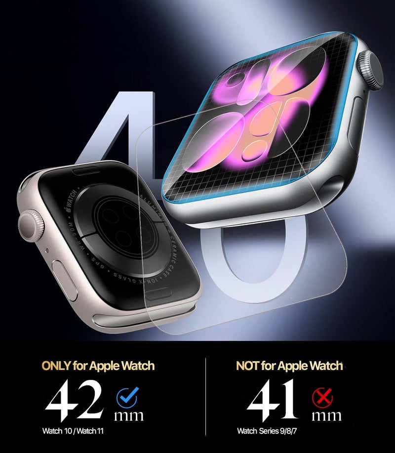 Lensarmor Compatible with Apple Watch Series 10/11 (42 mm) Screen Protector Film – Pack of 2 Ultra-Thin Acrylic Flexible iWatch Screen Guard, Scratch Resistant Protective Film for Apple Watch 42 mm - Image 5