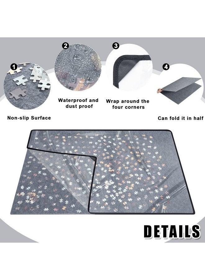 Sratte Sratte Jigsaw Puzzle Board with Dustproof Cover, Foldaway Felt Puzzle Board Portable Mat, Foldable Pad Storage, Non Slip Surface(45.7 x 30.7 Inch) - Image 3