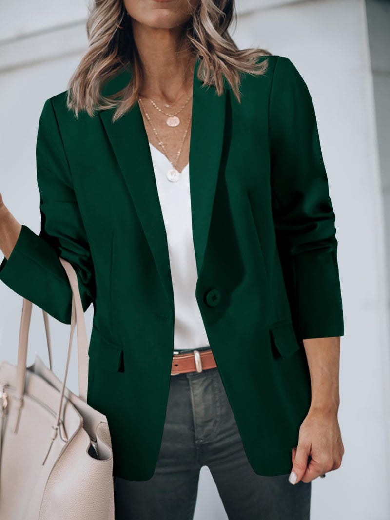 Cicy Bell Womens Casual Blazers Open Front Long Sleeve Work Office Suit Jackets Blazer Dark Green - Image 4