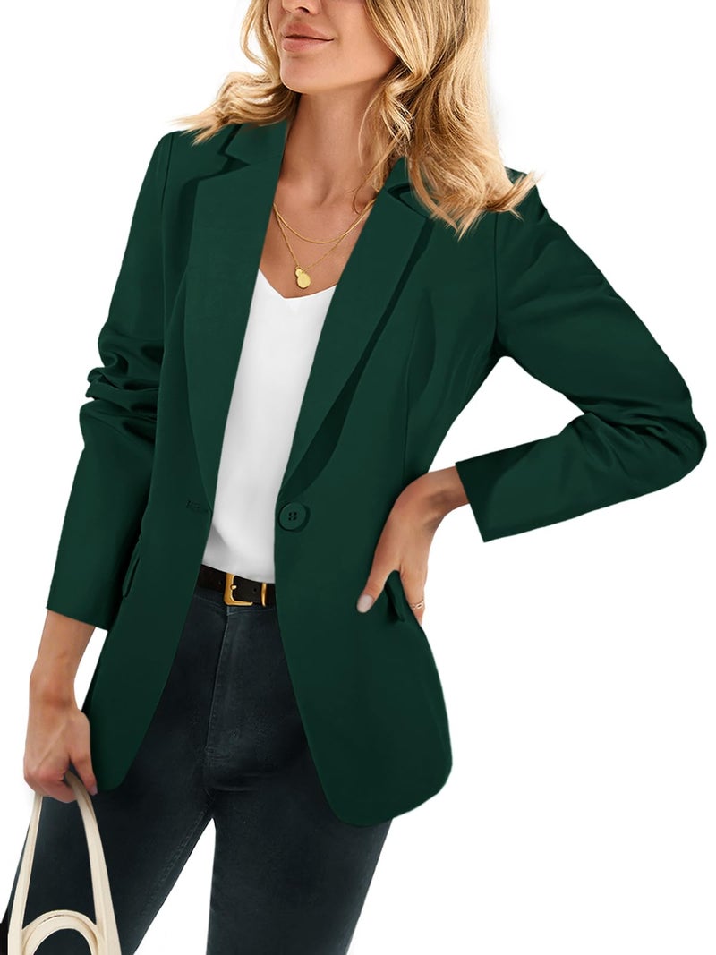 Cicy Bell Womens Casual Blazers Open Front Long Sleeve Work Office Suit Jackets Blazer Dark Green - Image 1