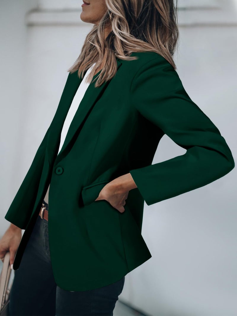 Cicy Bell Womens Casual Blazers Open Front Long Sleeve Work Office Suit Jackets Blazer Dark Green - Image 3