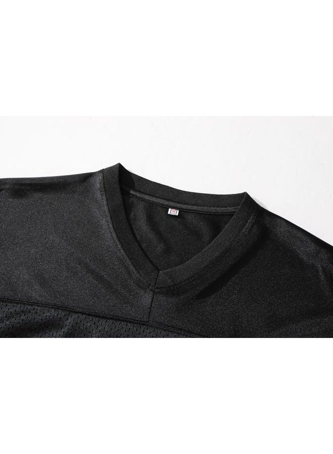 PRIMITAS Blank Football Jersey Mesh Athletic Football Shirt Practice Sports Uniform, Black, M - Image 4