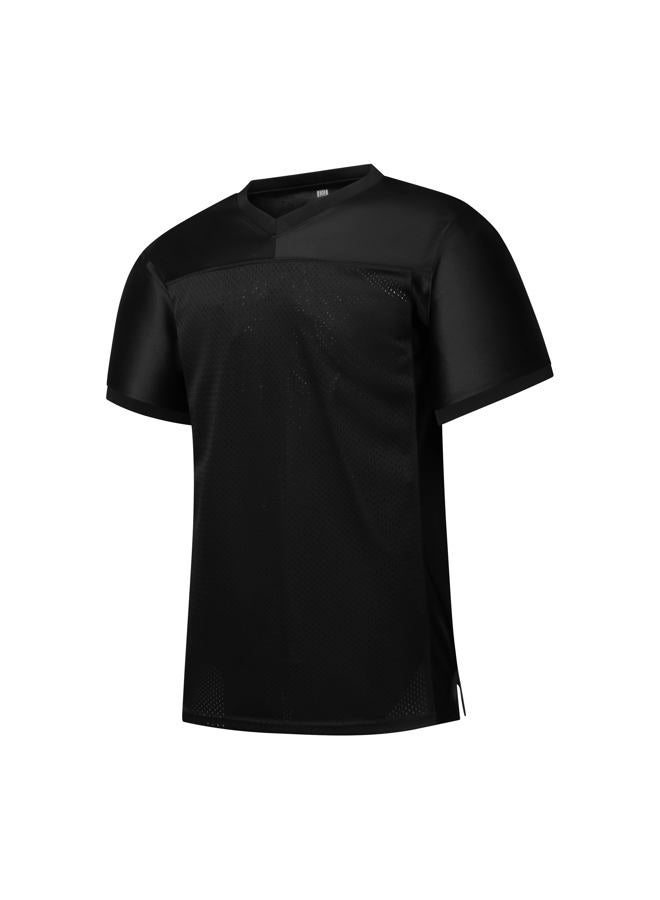 PRIMITAS Blank Football Jersey Mesh Athletic Football Shirt Practice Sports Uniform, Black, M - Image 1