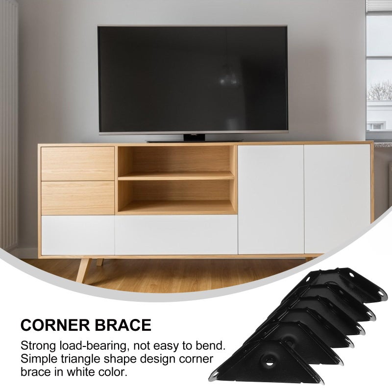 Black Metal Furniture Corner Braces 12pcs Heavy Duty Shelf Support Brackets - Image 4