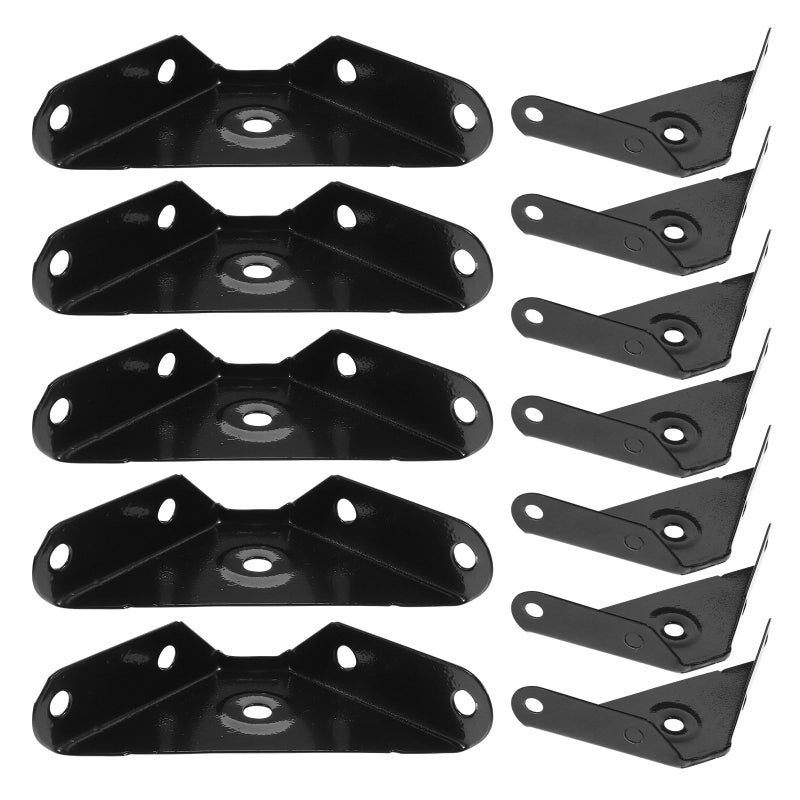 Black Metal Furniture Corner Braces 12pcs Heavy Duty Shelf Support Brackets - Image 2