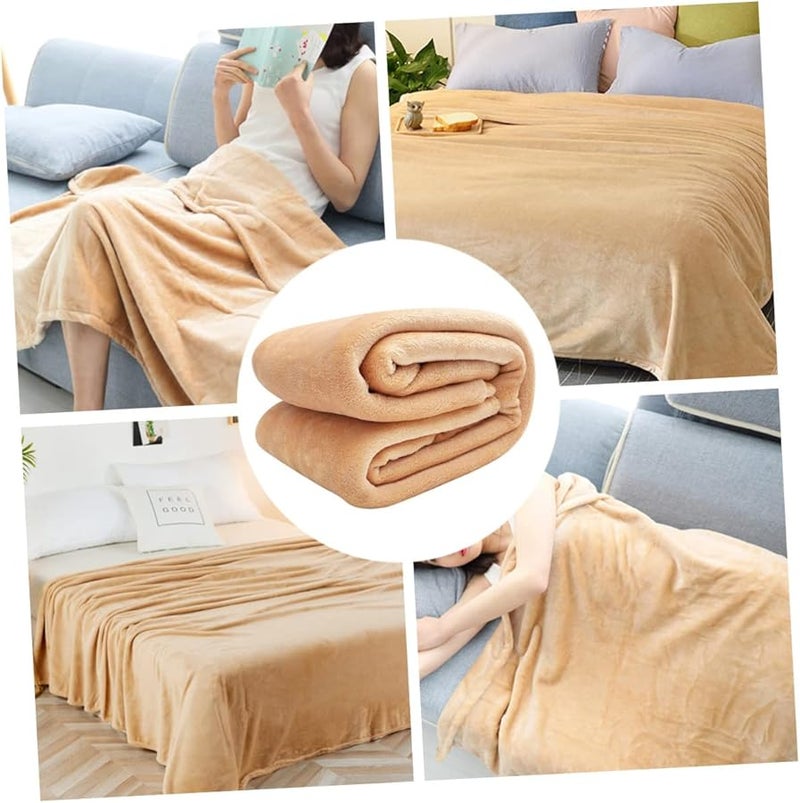 بطانية صلبة من الفانيلا الفروية دافئة وناعمة للسرير والأريكة مقاس توين - Image 5