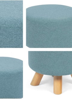 LINGWEI Round Footrest Ottoman Stool Pouffe Chair Change Shoe Bench Feet Rest Fabric Padded Seat  - Image 3