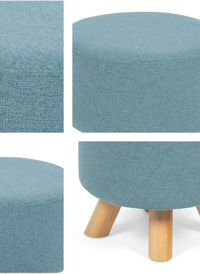 LINGWEI Round Footrest Ottoman Stool Pouffe Chair Change Shoe Bench Feet Rest Fabric Padded Seat  - Image 3