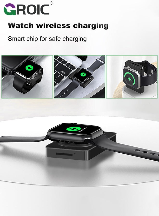 GROIC Wireless Watch Charger for Apple Samsung - 2 in 1 Portable Watch Wireless Charger Dock Card Reader Fast Charging for For Apple Watch Series 9/8/7/SE/6/5/4/3/2  - Image 5
