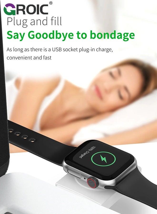 GROIC Wireless Watch Charger for Apple Samsung - 2 in 1 Portable Watch Wireless Charger Dock Card Reader Fast Charging for For Apple Watch Series 9/8/7/SE/6/5/4/3/2  - Image 3