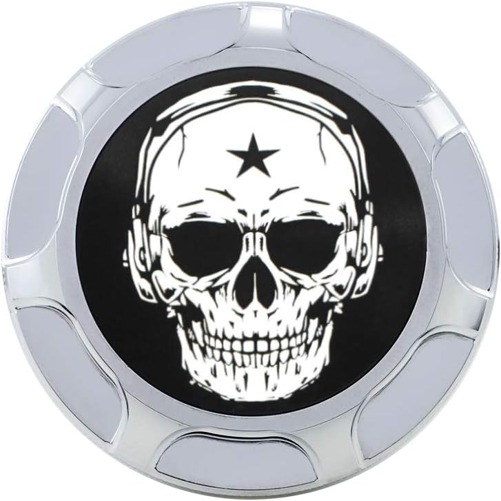 GUAIMI CNC Aluminum Fuel Gas Tank Oil Cap Compatible with Harley Sportster XL 1200 883 X48 Dyna - Skull (Chrome) - Image 2