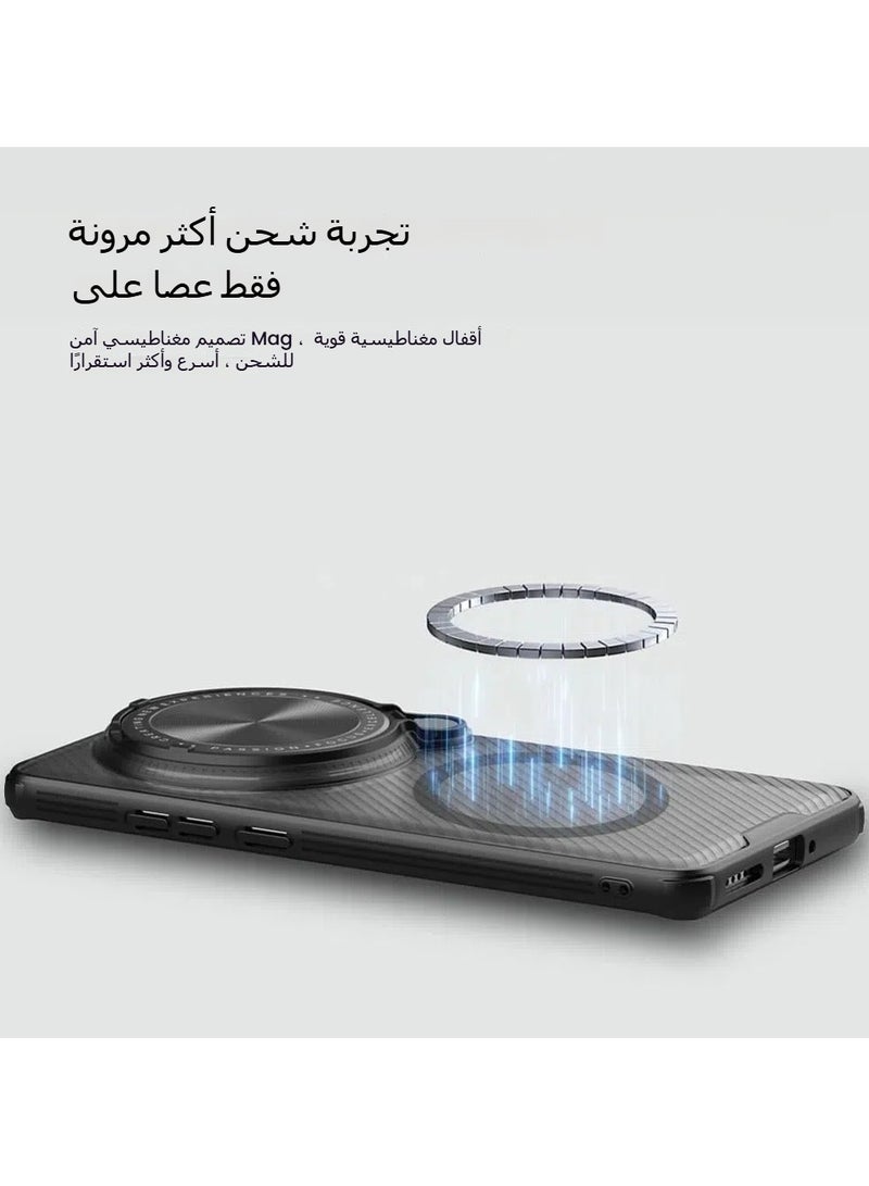 عام حافظة مغناطيسية متوافقة مع حافظة Vivo X200 Pro، حافظة سوداء شفافة مع حماية سرية لعدسة الكاميرا، غطاء دعامة مطابقة معدنية، تدعم الشحن اللاسلكي - Image 2