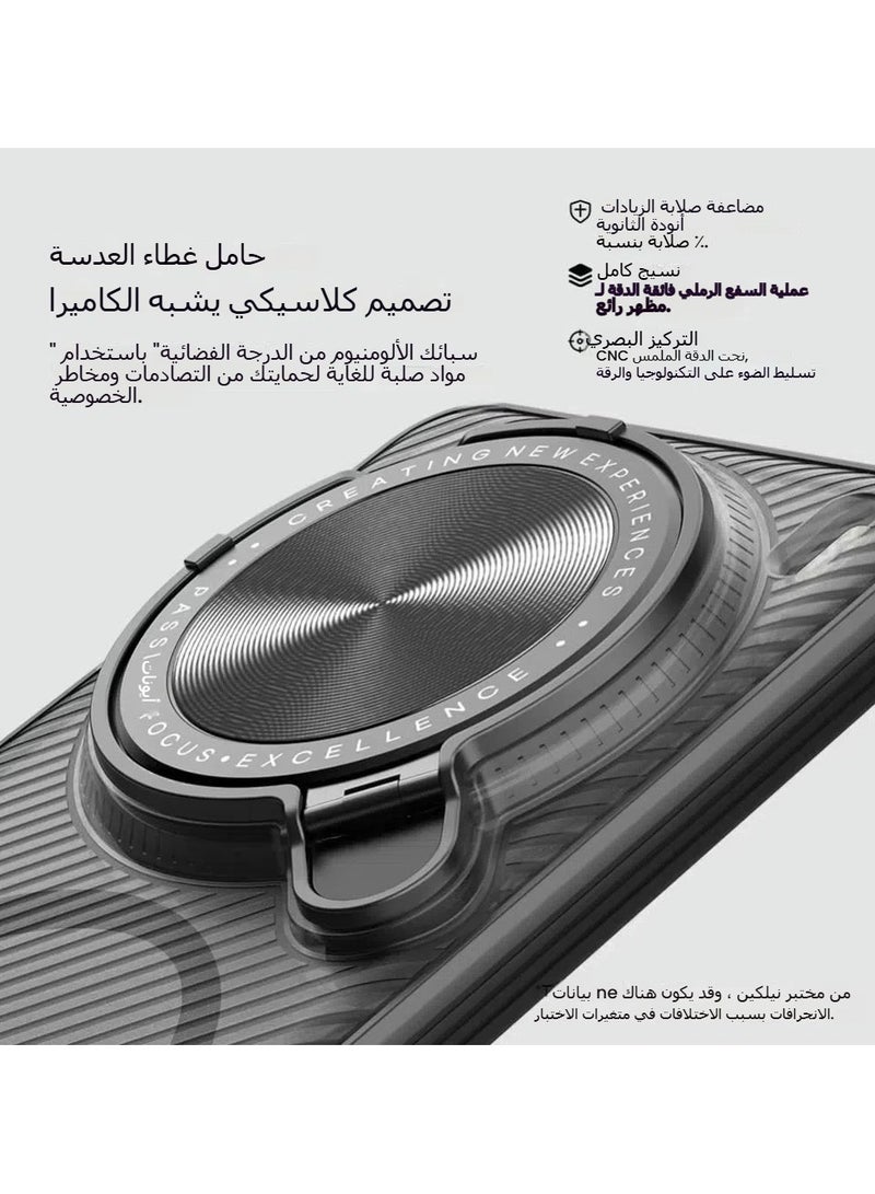 عام حافظة مغناطيسية متوافقة مع حافظة Vivo X200 Pro، حافظة سوداء شفافة مع حماية سرية لعدسة الكاميرا، غطاء دعامة مطابقة معدنية، تدعم الشحن اللاسلكي - Image 5