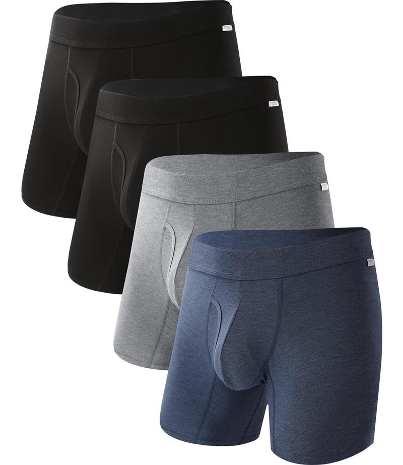 BAMBOO COOL Men's Underwear Boxer Briefs Pack Soft Breathable Long Underwear Boxer Briefs for Men - Image 1