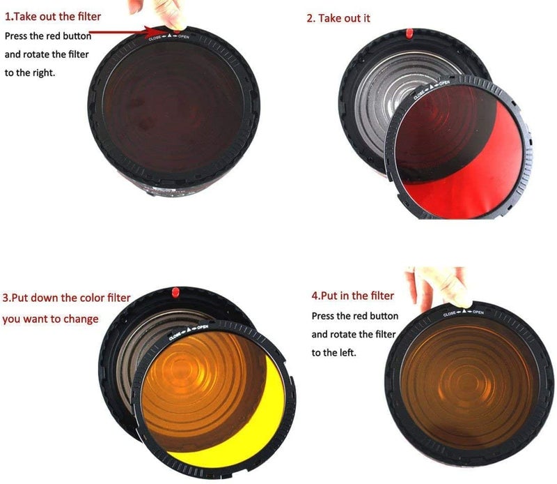 Hersmay NG-10X Bowens Mount Fresnel Lens Focusing Adapter Fresnel Spot S-Mount Adapter 10-40Â° 5X Brighter for Godox sl-60w Bowens Mount Studio Light Flash LED Light 4 Color Gel Filters - Image 2