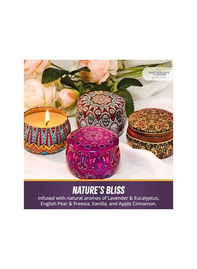 The Bros Soy Wax Aromatherapy Candle Set of 4: Stylish Decoration & Wellness. Used for Elegant Interiors, Relaxation, and Romantic Ambience! (Lavender - English Pear - Vanilla - Apple Cinnamon) - Image 2