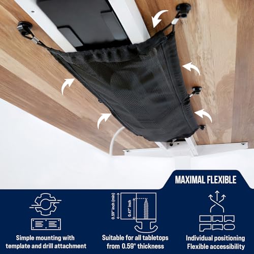 Ultimate Setup Cable Management net - Under Desk Wire Management - Flexible Under Desk Cable Management Tray Black - Image 3