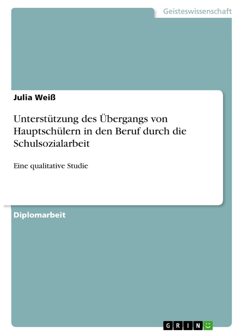 Unterstützung des Übergangs von Hauptschülern in den Beruf durch die Schulsozialarbeit: Eine qualitative Studie 