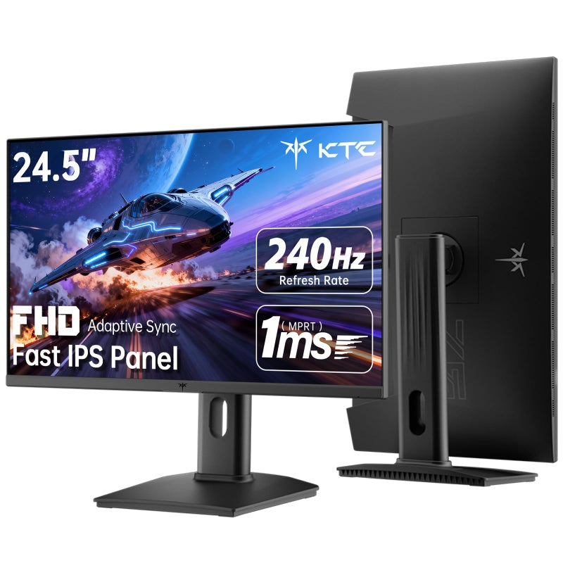 KTC 24.5 Inch 240Hz Gaming Monitor, FHD 1080p Fast IPS Computer Monitor, 1ms with Adaptive-Sync, HDR400, HDMI x2, DPx1, VESA Mount, Tilt/Pivot/Height Adjustment, H25T7-3 - Image 1
