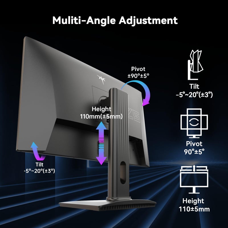KTC 24.5 Inch 240Hz Gaming Monitor, FHD 1080p Fast IPS Computer Monitor, 1ms with Adaptive-Sync, HDR400, HDMI x2, DPx1, VESA Mount, Tilt/Pivot/Height Adjustment, H25T7-3 - Image 5