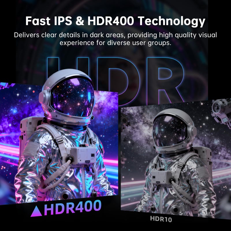 KTC 24.5 Inch 240Hz Gaming Monitor, FHD 1080p Fast IPS Computer Monitor, 1ms with Adaptive-Sync, HDR400, HDMI x2, DPx1, VESA Mount, Tilt/Pivot/Height Adjustment, H25T7-3 - Image 3