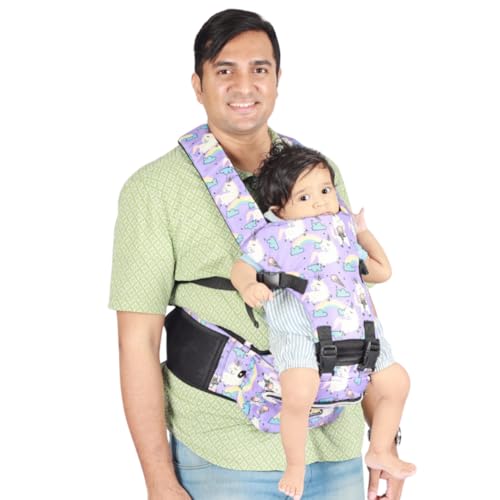 My Giraffe Hippy Snug 2-in-1 Hip Seat Baby Carrier with Detachable Top Part, Essentials Storage Space | Upto 20kgs | 6 Carry Positions. (Purple Unicorn) - Image 1