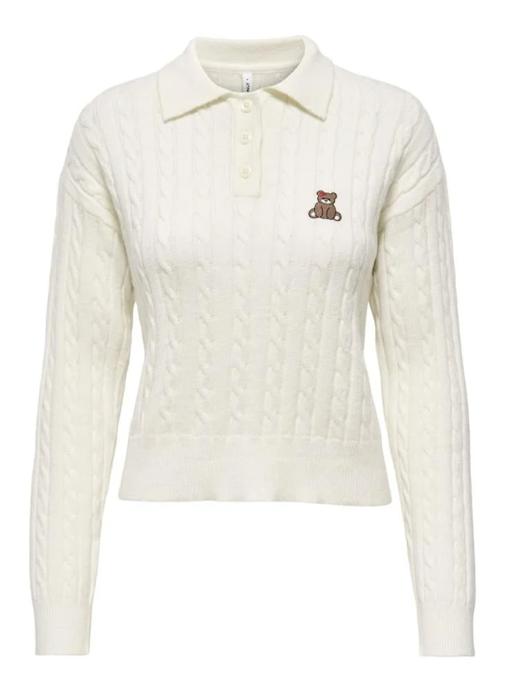 ONLY  Onlkatia Cable Polo Long Sleeve Pullover Sweater for Women | Best Price UAE