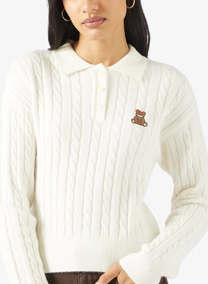 ONLY  Onlkatia Cable Polo Long Sleeve Pullover Sweater for Women | Best Price UAE