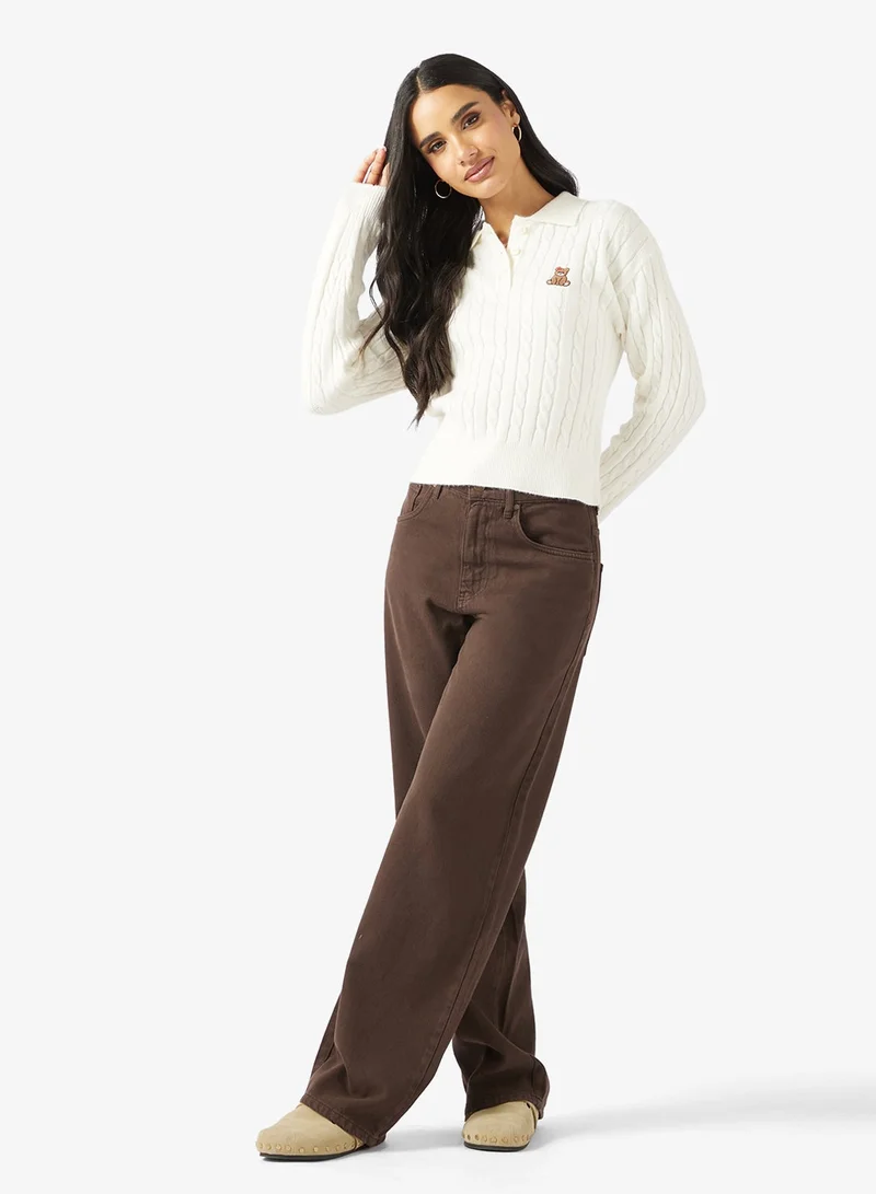 ONLY  Onlkatia Cable Polo Long Sleeve Pullover Sweater for Women | Best Price UAE