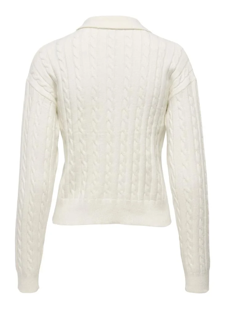 ONLY  Onlkatia Cable Polo Long Sleeve Pullover Sweater for Women | Best Price UAE