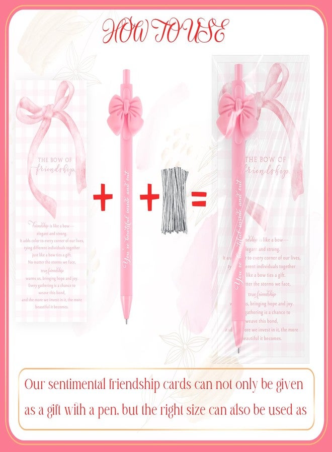Sinload 25 Set Preppy Pink Coquette Bow Ballpoint Pen Bowtie Pen Bow of Friendship Bookmark Card Back to School Gift for Women BFF Daughter Bestie Student Classmate Awards Office Supplies, 5 Styles - Image 3