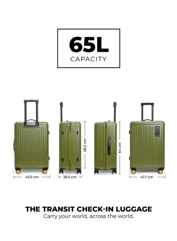 Mokobara The Transit Check-in Luggage Polycarbonate Medium 8 Spinner Wheel Trolly Hardsided Suitcase With Built In Tsa Lock Travel Suitcase (Green)