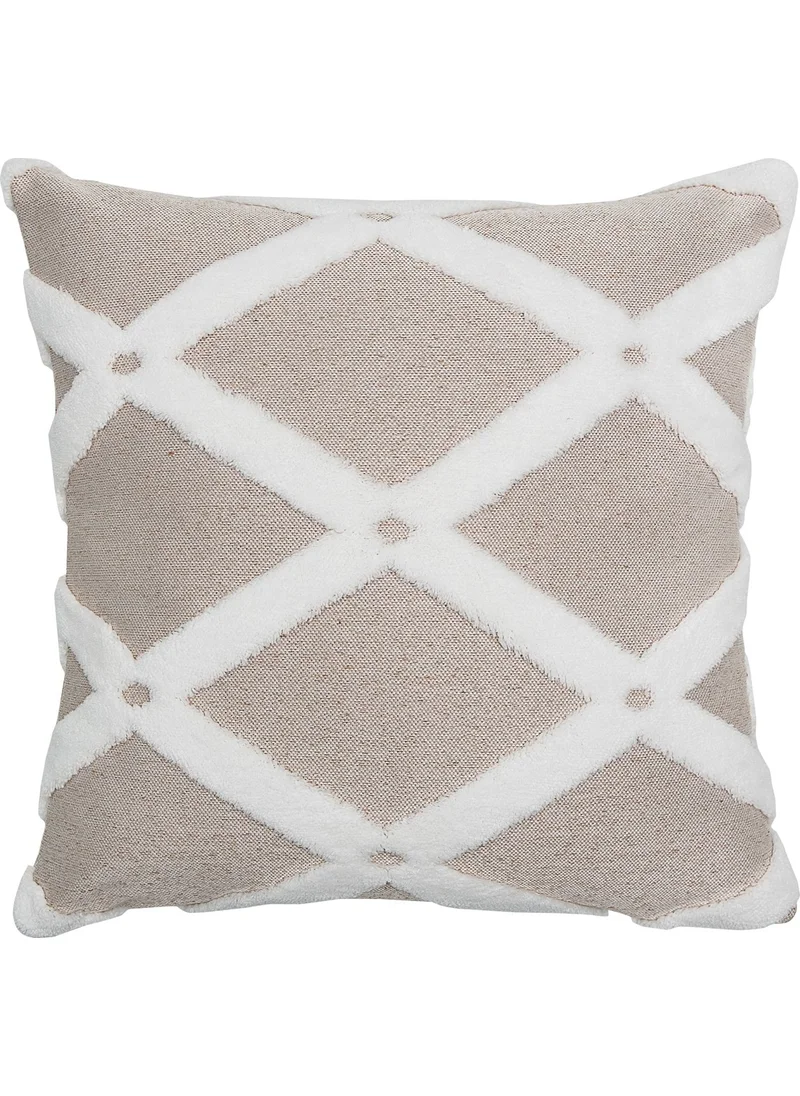 Hamur Dough Special Design Jacquard Patterned Decorative Pillow and Throw Pillow Case Bella Beige 43 x 43 cm