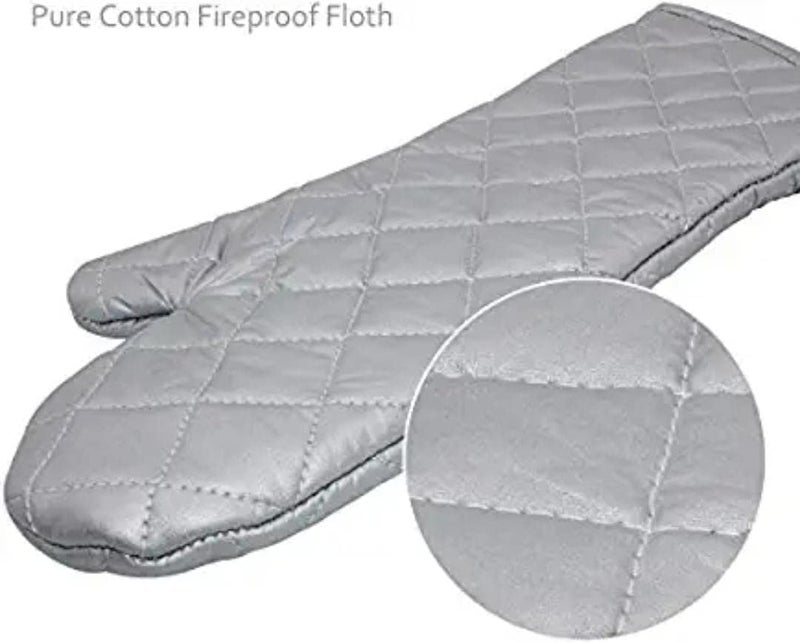 Shoppers Hub PNQ Large Sized 16 Inches Silver Baking Oven Gloves for Ideal Use in Homes Bakeries Hotels Restaurants Cafes Cloud Kitchens and Commercial Places Pack Contains 1 Pair of Gloves  - Image 4