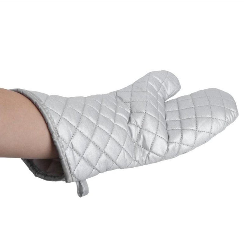 Shoppers Hub PNQ Large Sized 16 Inches Silver Baking Oven Gloves for Ideal Use in Homes Bakeries Hotels Restaurants Cafes Cloud Kitchens and Commercial Places Pack Contains 1 Pair of Gloves  - Image 3