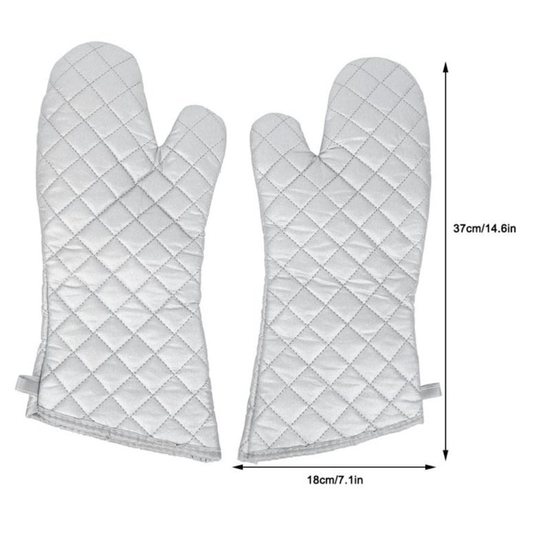 Shoppers Hub PNQ Large Sized 16 Inches Silver Baking Oven Gloves for Ideal Use in Homes Bakeries Hotels Restaurants Cafes Cloud Kitchens and Commercial Places Pack Contains 1 Pair of Gloves  - Image 2