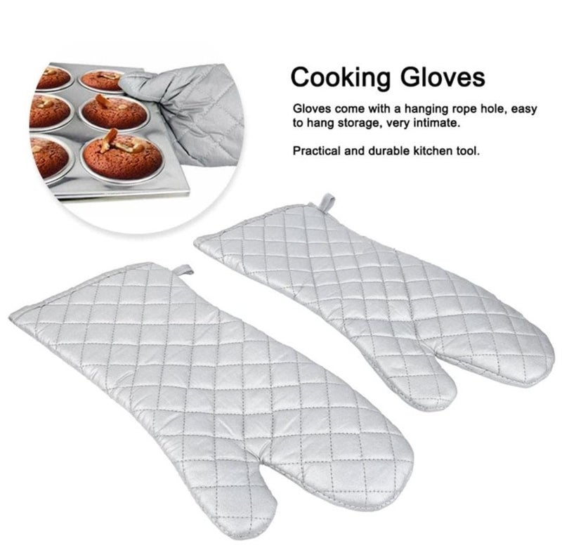 Shoppers Hub PNQ Large Sized 16 Inches Silver Baking Oven Gloves for Ideal Use in Homes Bakeries Hotels Restaurants Cafes Cloud Kitchens and Commercial Places Pack Contains 1 Pair of Gloves  - Image 5