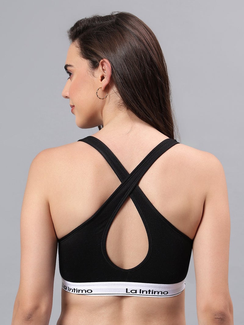 La Intimo Padded Active Sports Cross Back Bra - Image 2
