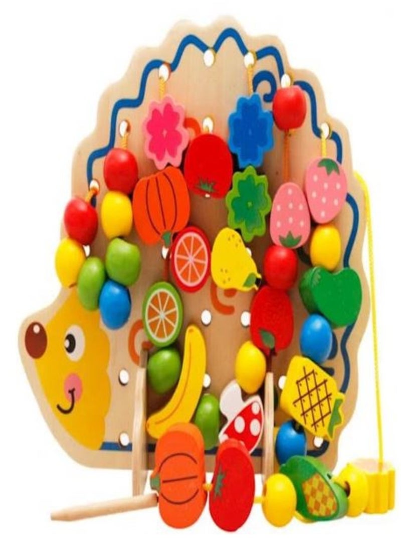 HASSM - Wooden Hedgehog Toys with Ropes and Beads - Image 1