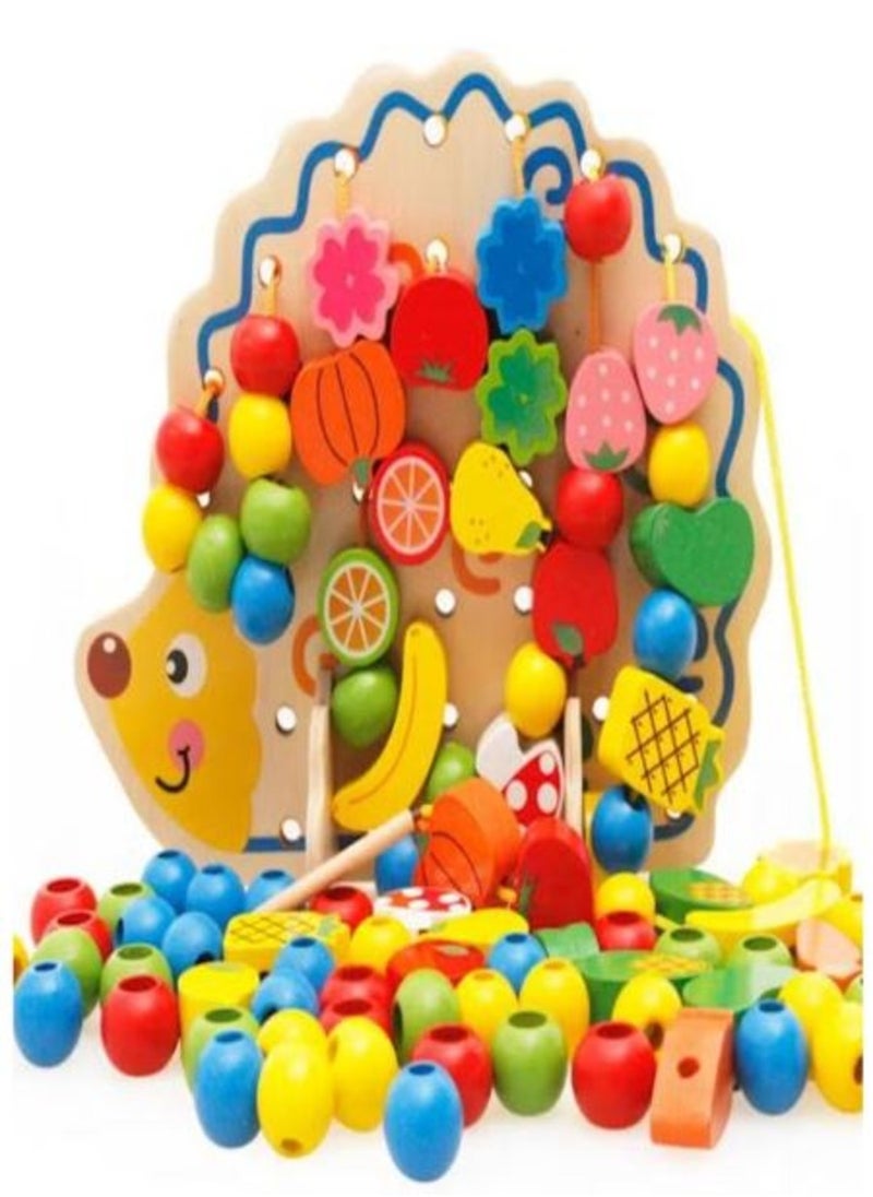 HASSM - Wooden Hedgehog Toys with Ropes and Beads - Image 1