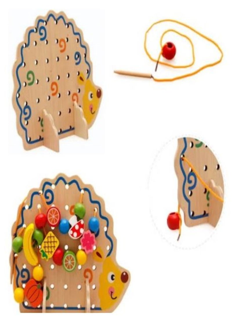 HASSM - Wooden Hedgehog Toys with Ropes and Beads - Image 1