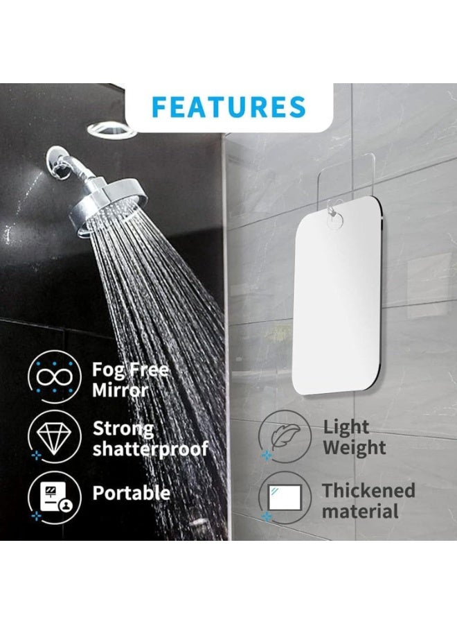 SLASA Shatterproof Shower Mirror for Shaving with Hook – Large 8x10.7 Inch | Unbreakable Deluxe Plexiglass Makeup Mirror – Wall Hanging Bathroom Mirror – Portable for Camping & Travel - Image 2