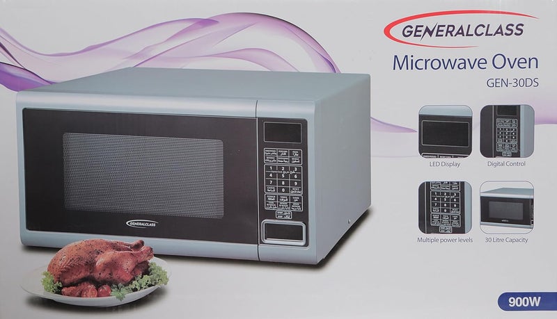 GENERAL CLASS GEN-30DS 900W Push Button Digital Control Microwave Oven, 30 Liter Capacity, Silver - Image 3