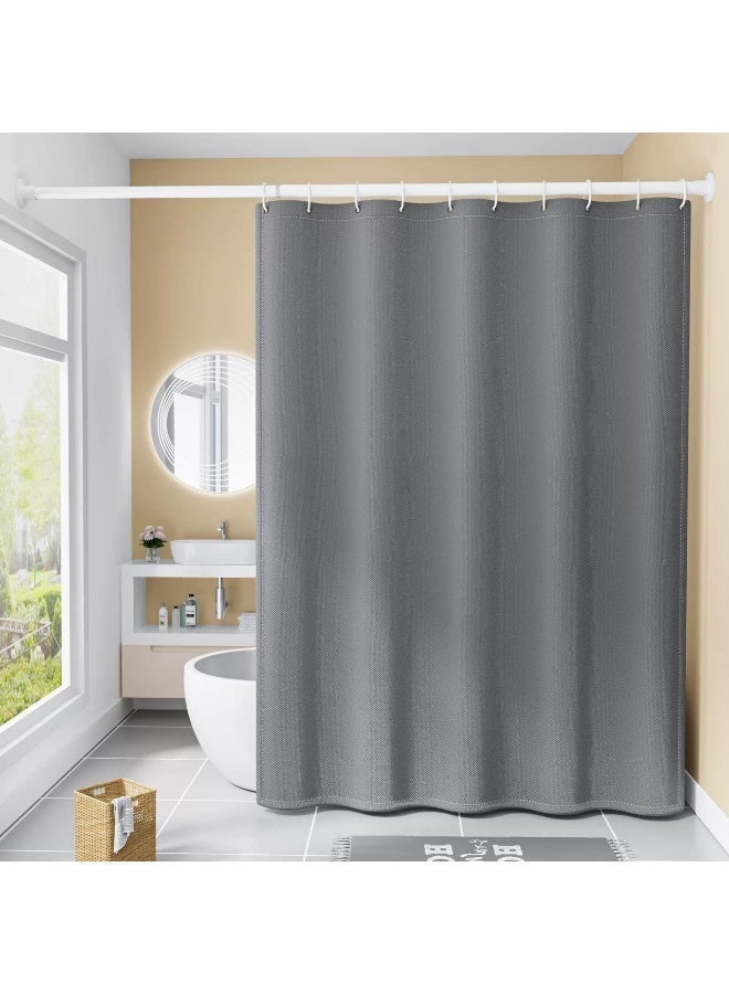 Waterproof bathroom shower curtain, plain, gray color - Image 1