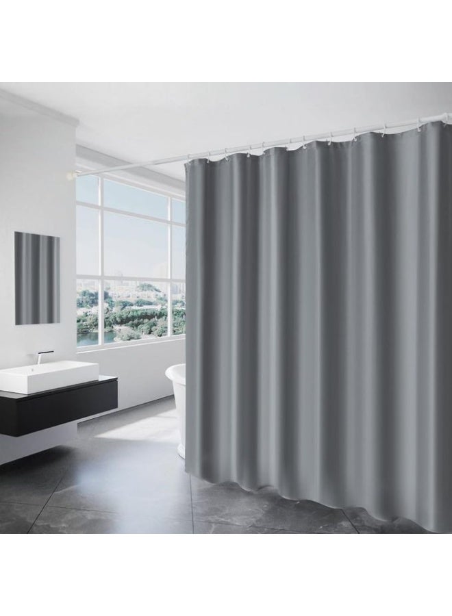 Waterproof bathroom shower curtain, plain, gray color - Image 2