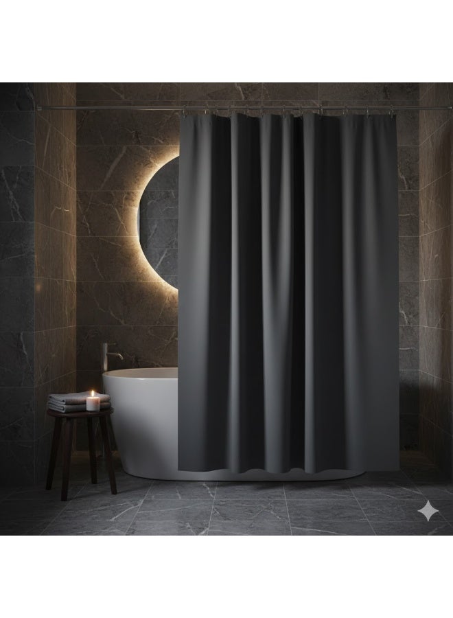 Waterproof bathroom shower curtain, plain, gray color - Image 3