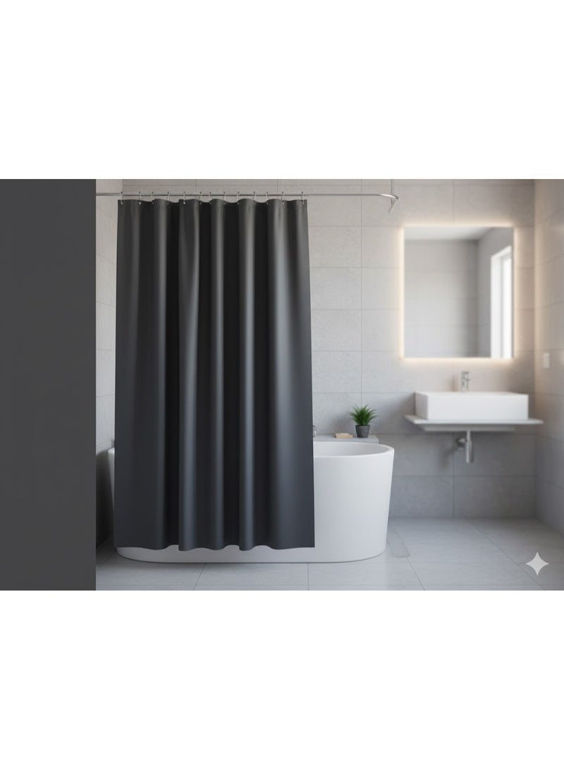 Waterproof bathroom shower curtain, plain, gray color - Image 4