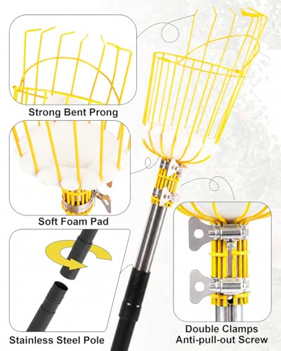 BlumeTrec 6.5FT Fruit Picker Pole Tool with Basket, Fruits Picking Tool with 35–77 Inch Adjustable Lightweight Stainless Steel Pole and Big Basket - Image 5